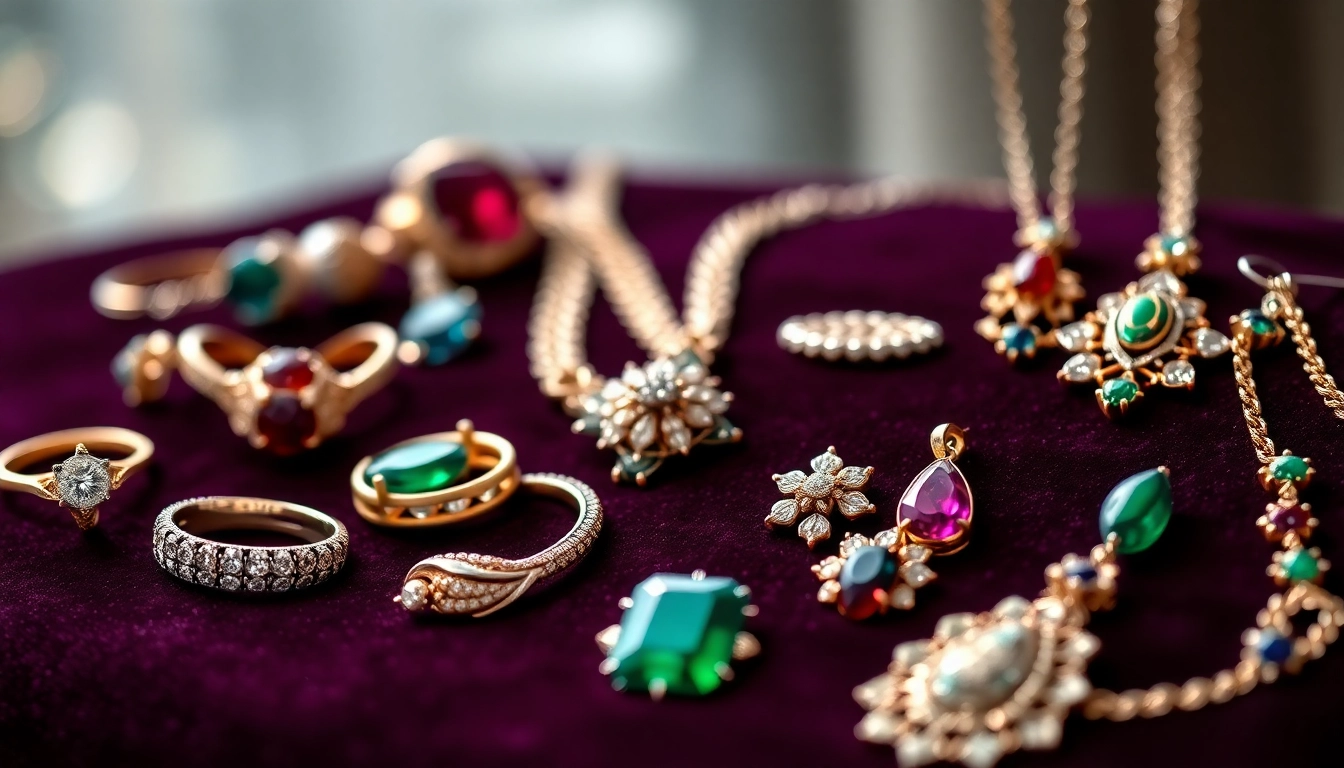 Showcase of beautiful Jewelry highlighting intricate designs and sparkling gems.