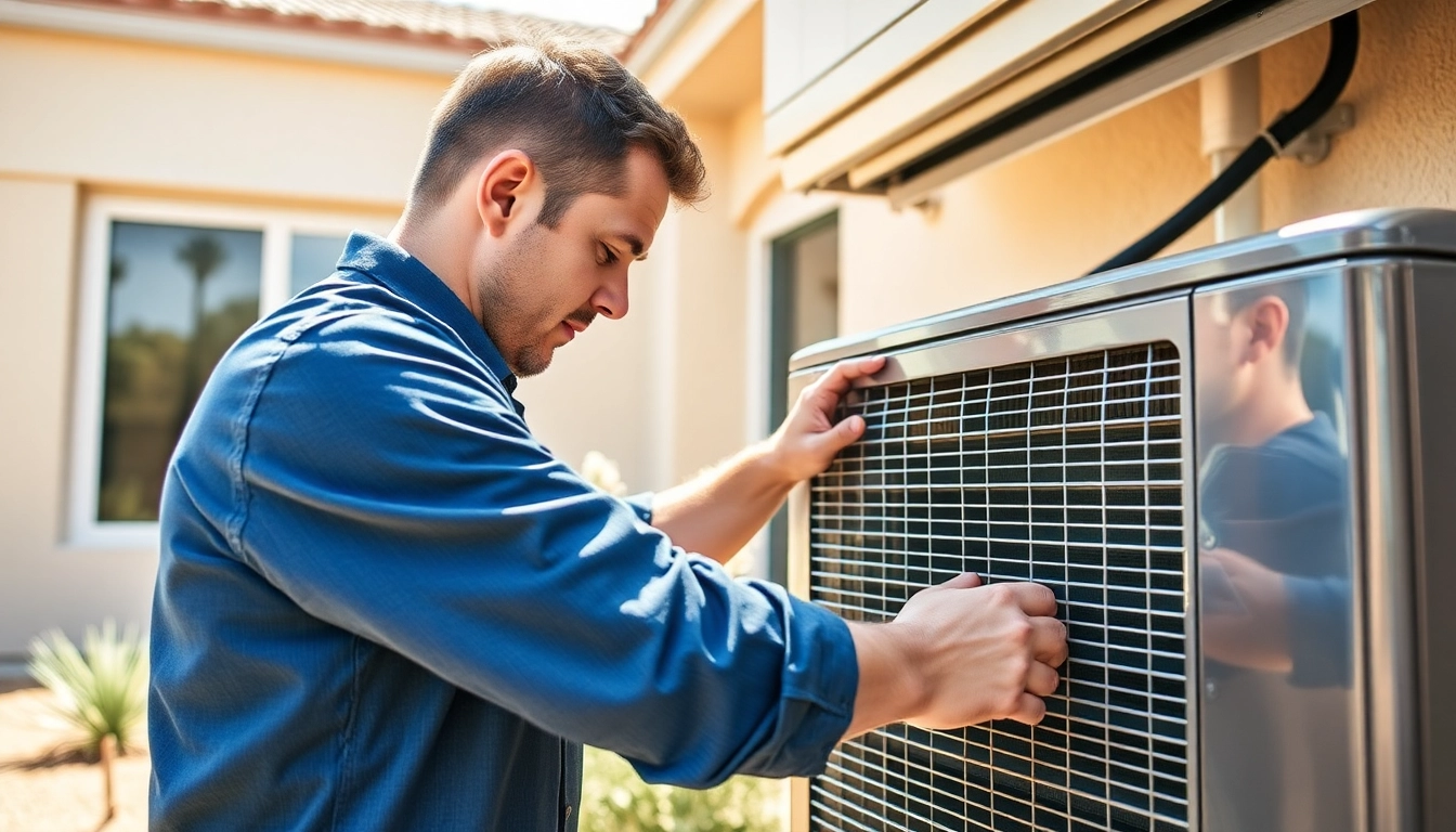 Technician providing expert ac repair glendale az service to residential HVAC system.