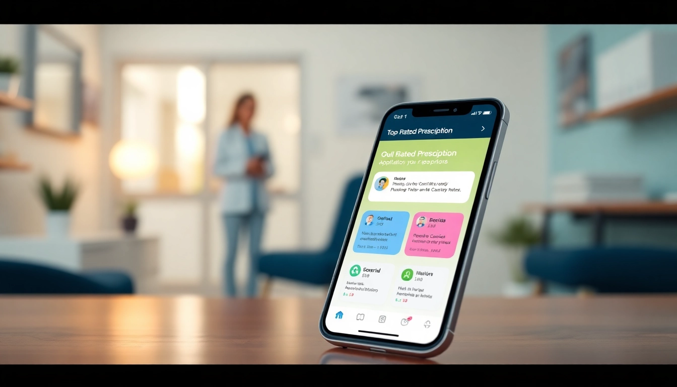 Showcasing top rated prescription applications on a smartphone in a healthcare setting