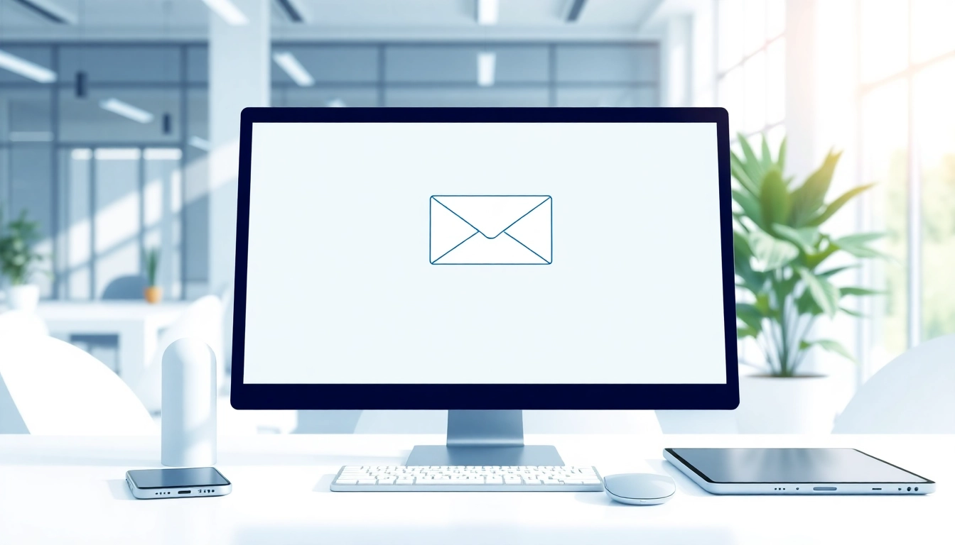 Leverage a temporary email service showcased on a modern digital workspace for enhanced privacy.